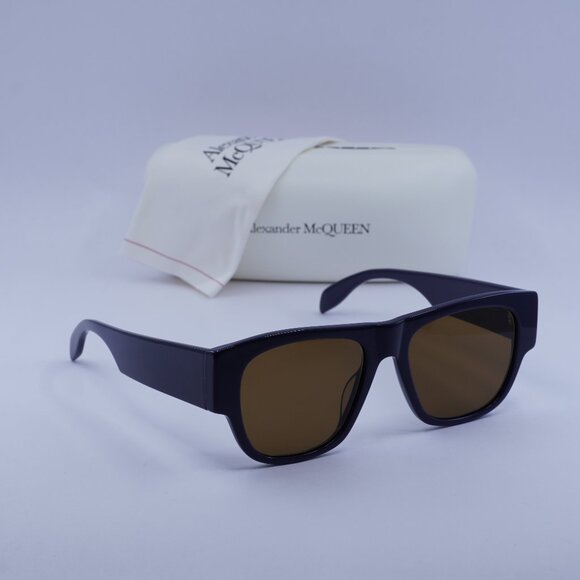 Alexander McQueen AM0328S 004 Square Sunglasses - Blue/Brown - Picture 1 of 11